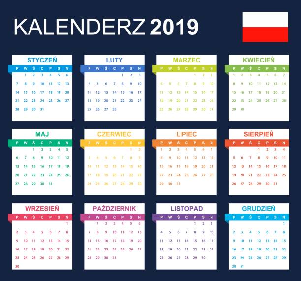istock Polish Calendar for 2019. Scheduler, agenda or diary template. Week starts on Monday 1040032260