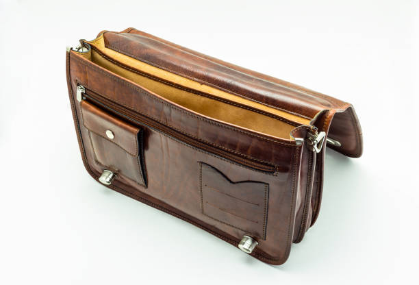 istock Elegant brown leather briefcase. Isolated on a white background with a clipping path. 1040032414