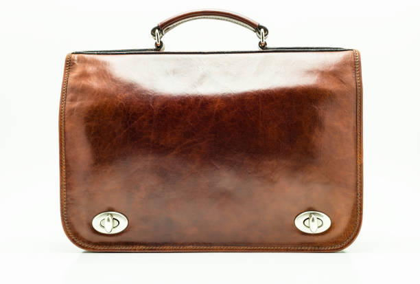 istock Elegant brown leather briefcase. Isolated on a white background with a clipping path. 1040032420