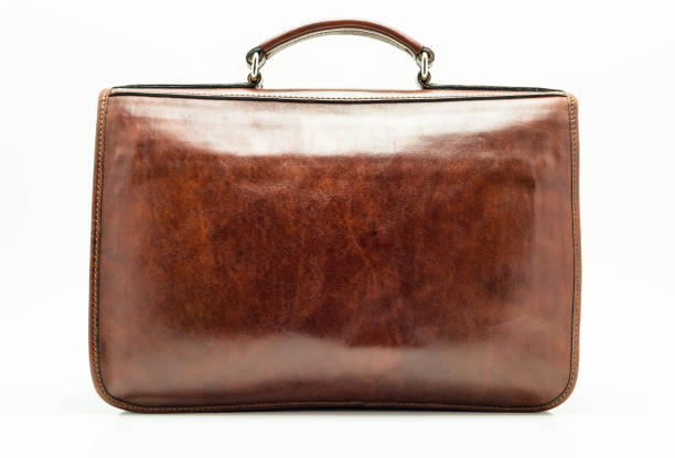 istock Elegant brown leather briefcase. Isolated on a white background with a clipping path. 1040032438