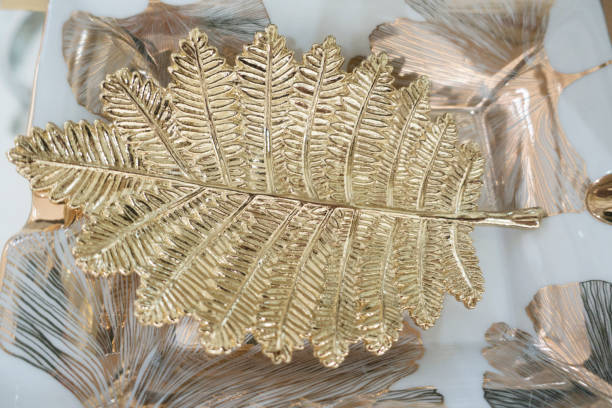 istock Gold metal leafs with decoration 1040037582