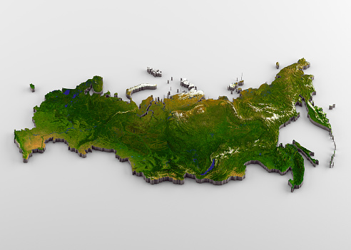 Rusia mapa físico 3D con relieve photo