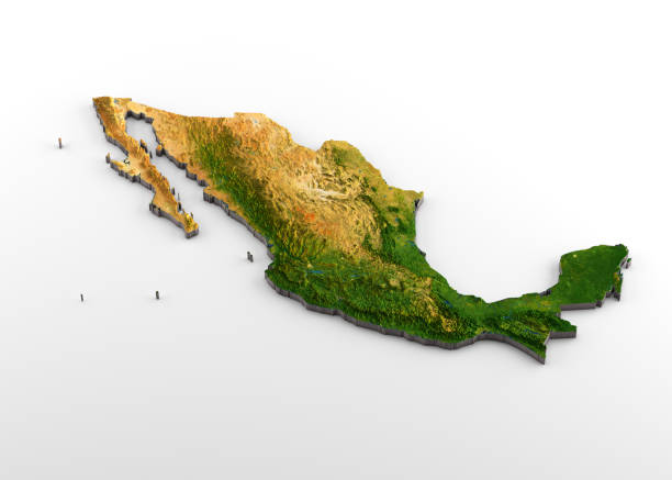 Mexico 3D Physical Map with Relief stock photo