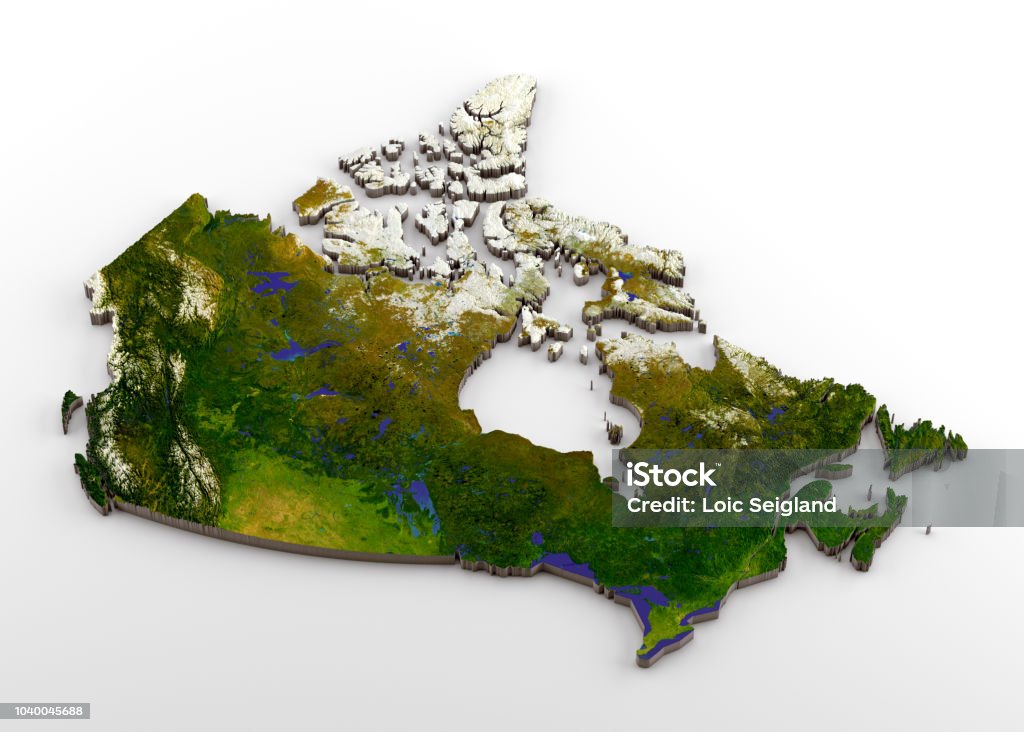 Canada carte physique 3D avec Relief - Photo de Canada libre de droits