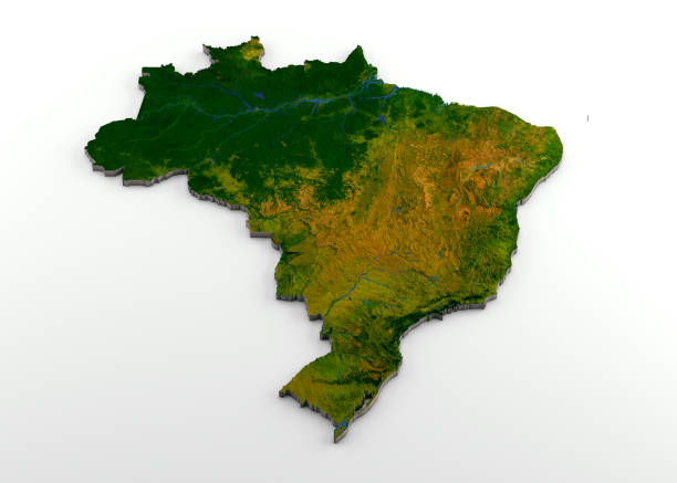 Brazil 3D Physical Map with Relief stock photo