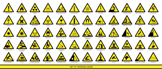 Collection of warning signs. vector art illustration