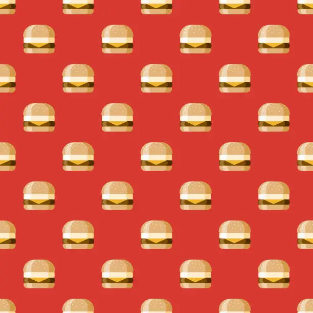 Vector illustration of Breakfast Sandwich Seamless Pattern