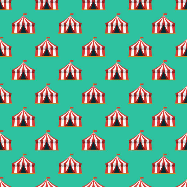 Circus Tent Seamless Pattern A seamless pattern, which can be tiled on all sides. File is built in the CMYK color space for optimal printing and can easily be converted to RGB. No gradients or transparencies used, the shapes have been placed into a clipping mask. circus tent illustrations stock illustrations