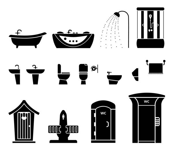 ilustraciones, imágenes clip art, dibujos animados e iconos de stock de ilustración de señales de baños. - bodies of water illustrations