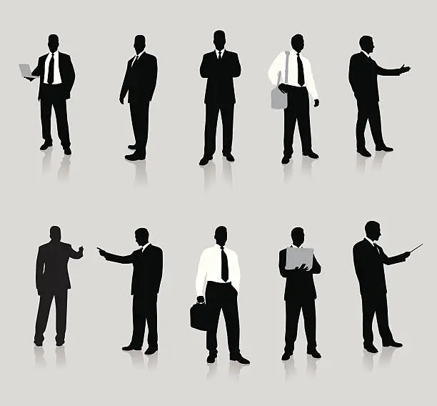 Vector illustration of Vector silhouettes of young businessmen