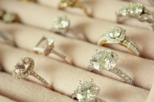 istock Jewelry diamond rings and earrings in box 1040084720