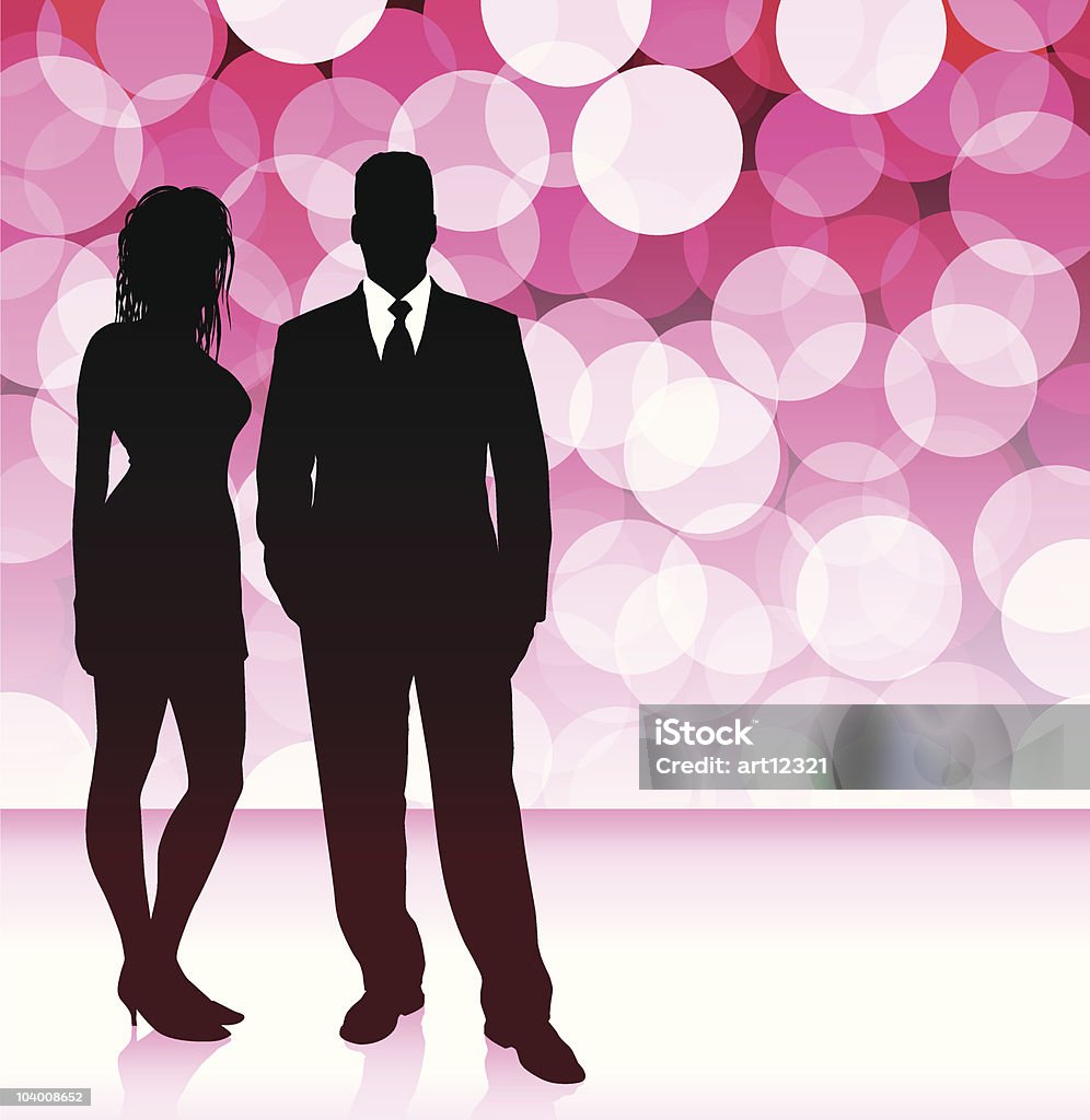 Sexy jeune couple sur fond rouge éclatant - clipart vectoriel de Abstrait libre de droits