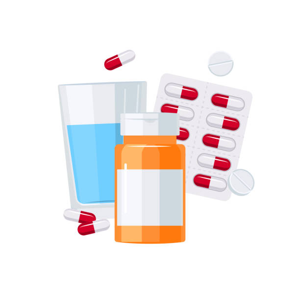 Blanco Medicamento Botella Y Copa De Las Pastillas Water Vector Vectores Libres de Derechos - iStock Blanco Medicamento Botella Y Copa De Las Pastillas Water Vector Vectores Libres de Derechos - iStock