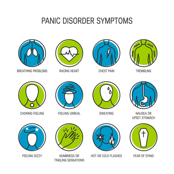 ilustrações de stock, clip art, desenhos animados e ícones de panic attack symptoms vector - human heart flash