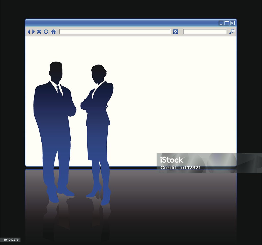 Gens d'affaires sur fond avec navigateur web vide page - clipart vectoriel de Abstrait libre de droits