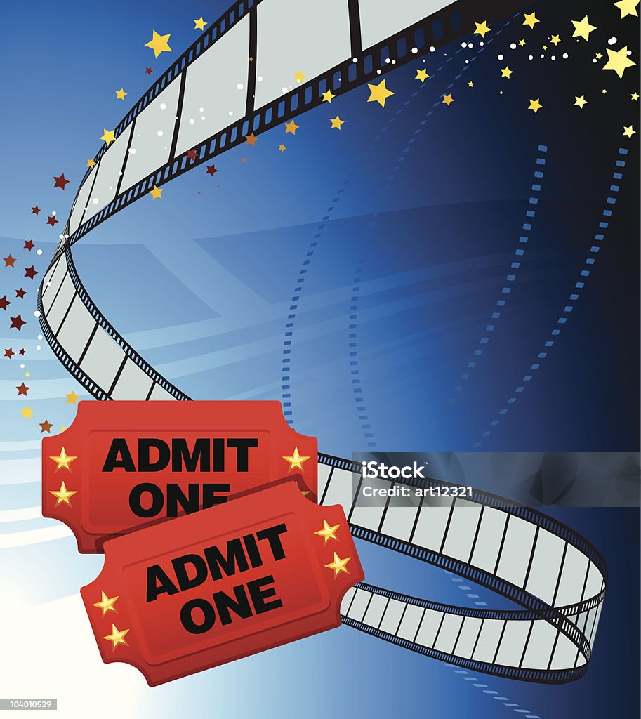 Two movie tickets on a film reel background http://www.bannerimage.com/istock/a_fi.gif Abstract stock vector