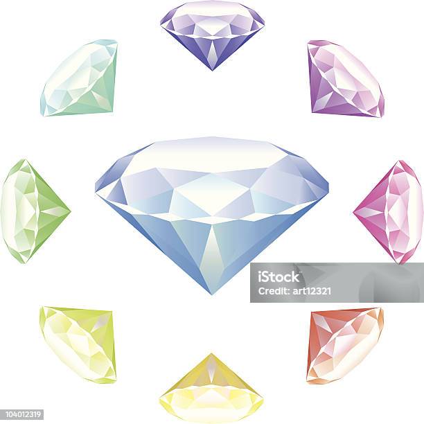 Diamanten Auf Weißem Hintergrund Stock Vektor Art und mehr Bilder von Blau - Blau, Diamant, Digital generiert