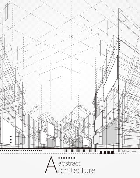 建築物の抽象的な背景 - architecture blueprint built structure construction点のイラスト素材／クリップアート素材／マンガ素材／アイコン素材