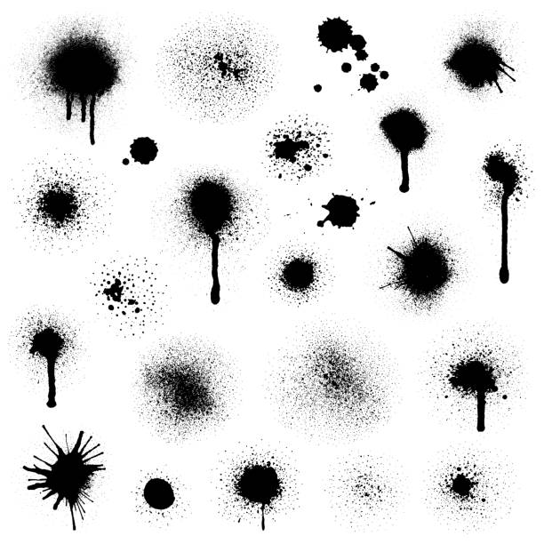 grunge plamy atramentu - ink splattered paint spray stock illustrations