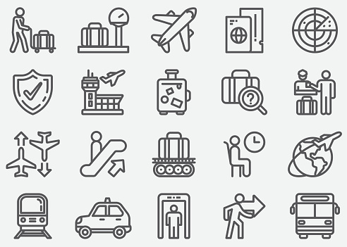 Airport and Transportation Line Icons