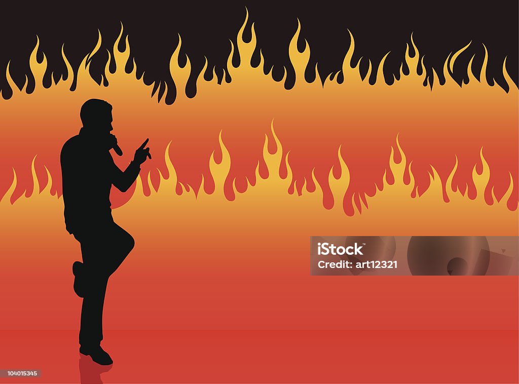 Fire Bg Raper Singer Performing On Fire Background Stock Illustration - Download ...