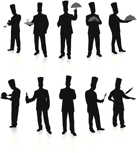 Chef Set Silhouettes vector art illustration