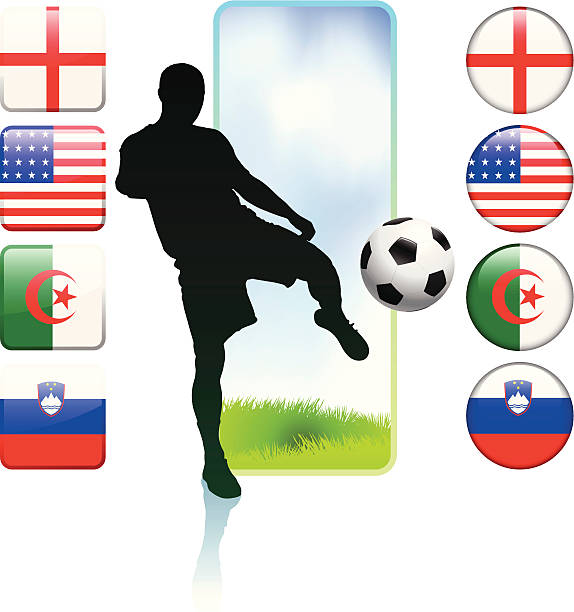 welt fußball/football - soccer soccer ball symbol algeria stock-grafiken, -clipart, -cartoons und -symbole