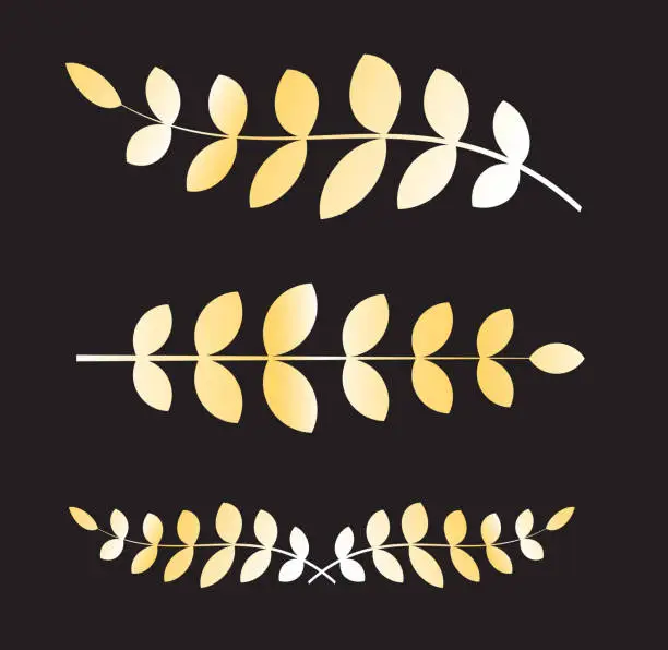 Vector illustration of crown, golden olive branch, . roman laurel