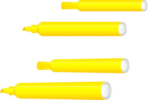 Vector illustration of Yellow highlighters to make marks on a page