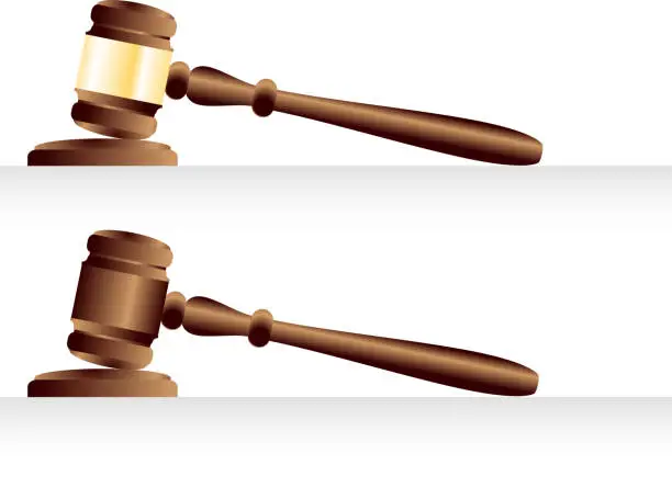 Vector illustration of gavel on a base, justice, law, judge, auction, court, verdict