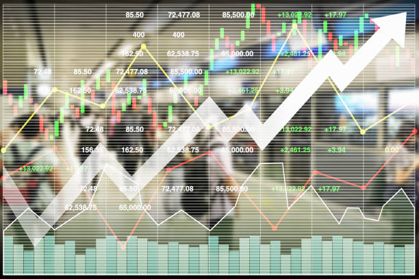 Stock index financial successful investment on transportation business and tourist industry growth up quickly on graph presentation background. stock photo