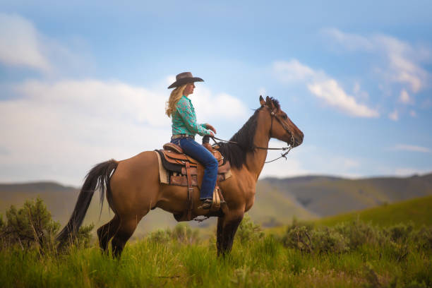 istock Cowgirl Horseback Riding 1040180592