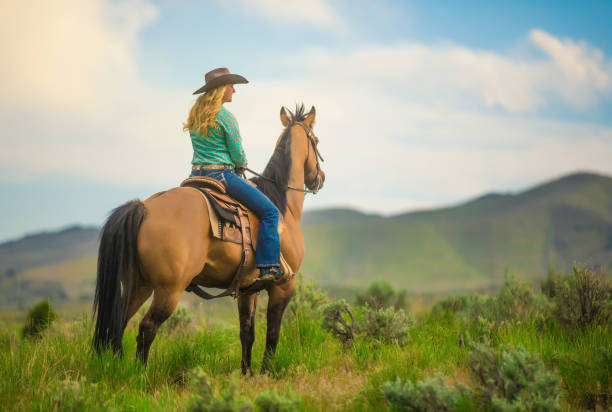 istock Cowgirl Horseback Riding 1040180594