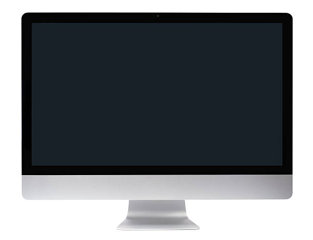 flachbildfernseher mit computer-monitor auf weißem hintergrund - clipping path stock-fotos und bilder