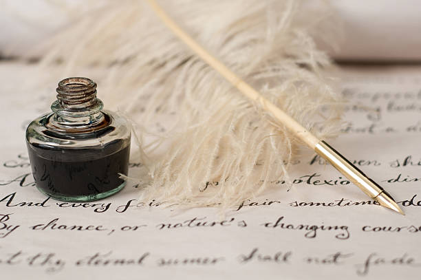 Handwriting,ink and quill pen  william shakespeare photos stock pictures, royalty-free photos & images