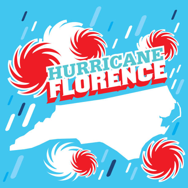 kasırga floransa yağmur ve fırtına sembollerle bir soyut vektör poster tasarımı - hurricane florida stock illustrations