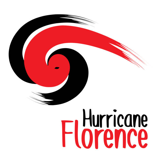 큰 대담한 빨간색과 검은색 선에서 태풍 피렌체의 브러시 스타일 디자인 - hurricane florida stock illustrations