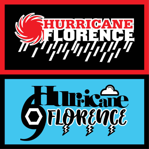 i̇ki soyut vektör mnemonic tasarımları ile yağmur ve fırtına sembolleri kasırga floransa - hurricane florida stock illustrations