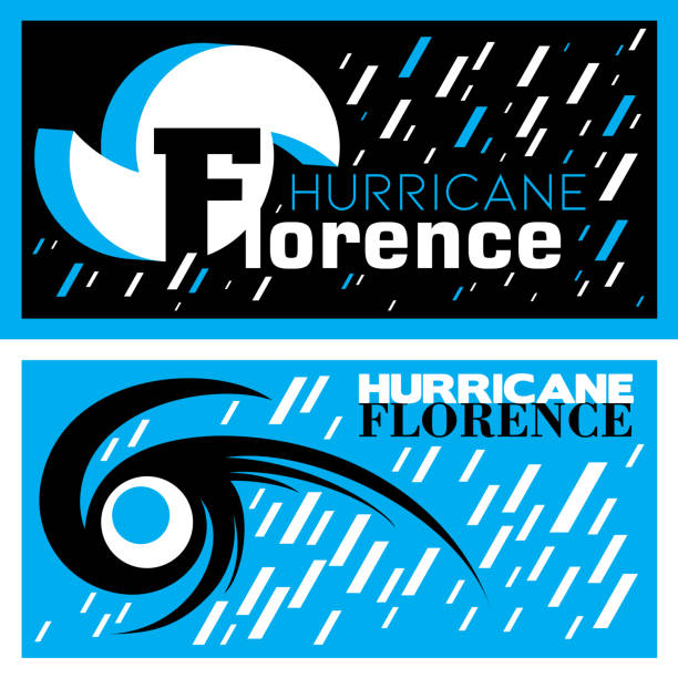 dwa abstrakcyjne wektorowe wzory mnemoniczne z symbolami deszczu i burzy huraganu florencja - hurricane florida stock illustrations