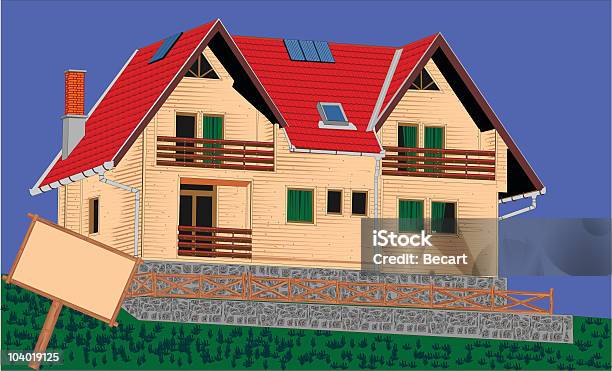 Ilustración de House y más Vectores Libres de Derechos de Arquitectura exterior - Arquitectura exterior, Azul, Casa