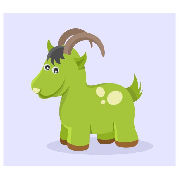 istock funny and cute little green goat, cartoon character 1040197878