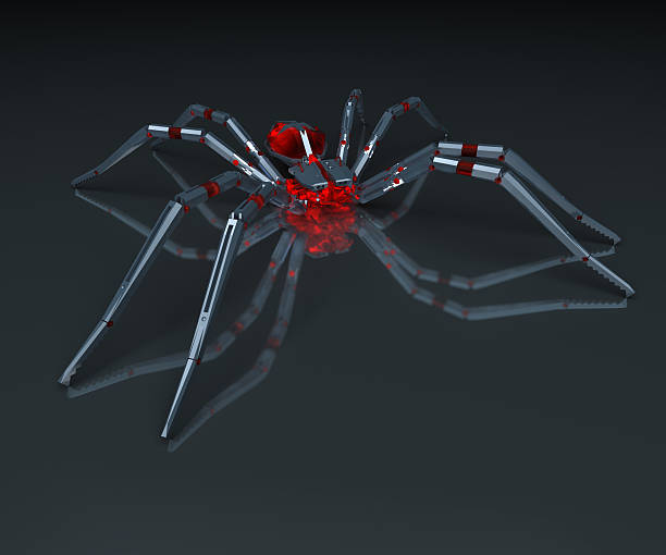 3D metal spider stock photo