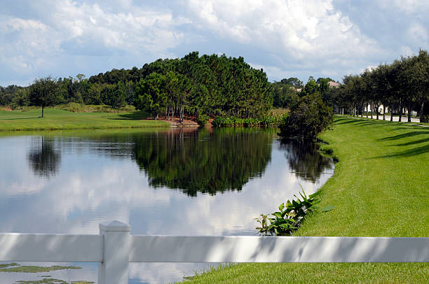 istock Tranquil Landscape Scene of a Goff Course with Lake 104020794