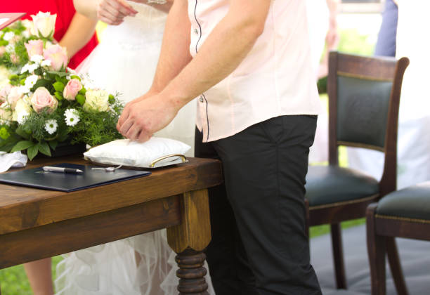 istock Cropped Groom´s Hands Untying a Wedding Ring 1040209416
