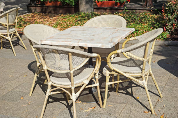 istock Restaurant chairs and table outdoor 1040209852