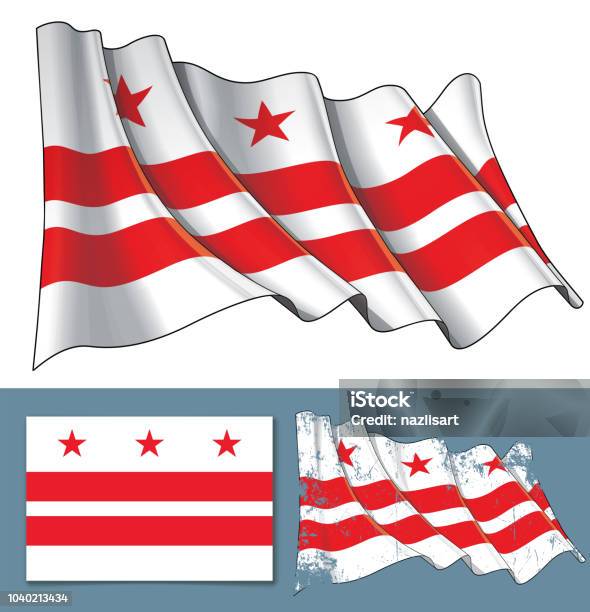 Waving Flag Of Washington Dc Stock Illustration - Download Image Now - American Culture, Banner - Sign, Capital - Architectural Feature