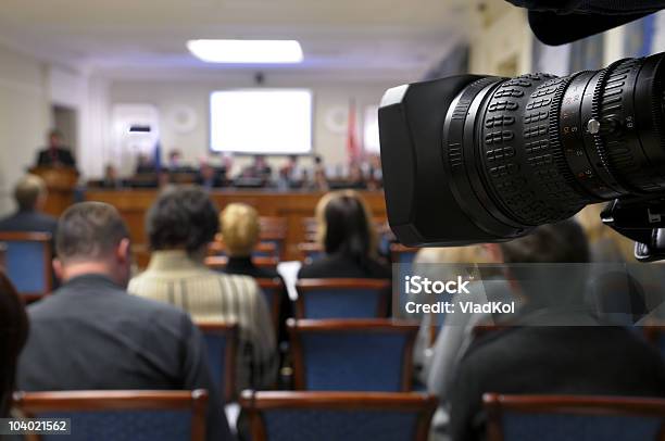 Tv Alla Conferenza Stampa - Fotografie stock e altre immagini di Videocamera - Videocamera, Ingresso, Riunione