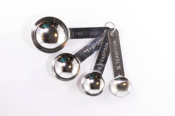 istock Stainless steel measuring spoons isolated on white background. 1040222116