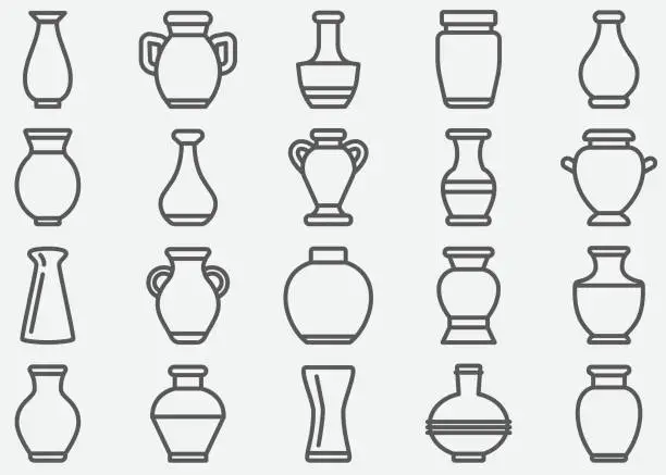 Vector illustration of Vase Line Icons