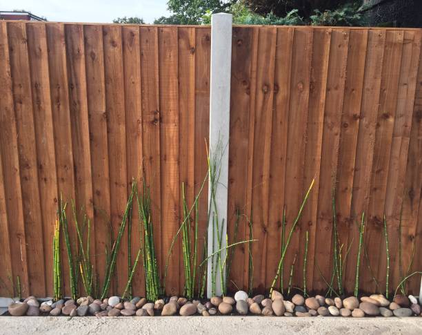 istock Newly installed fence with plants in front 1040226514